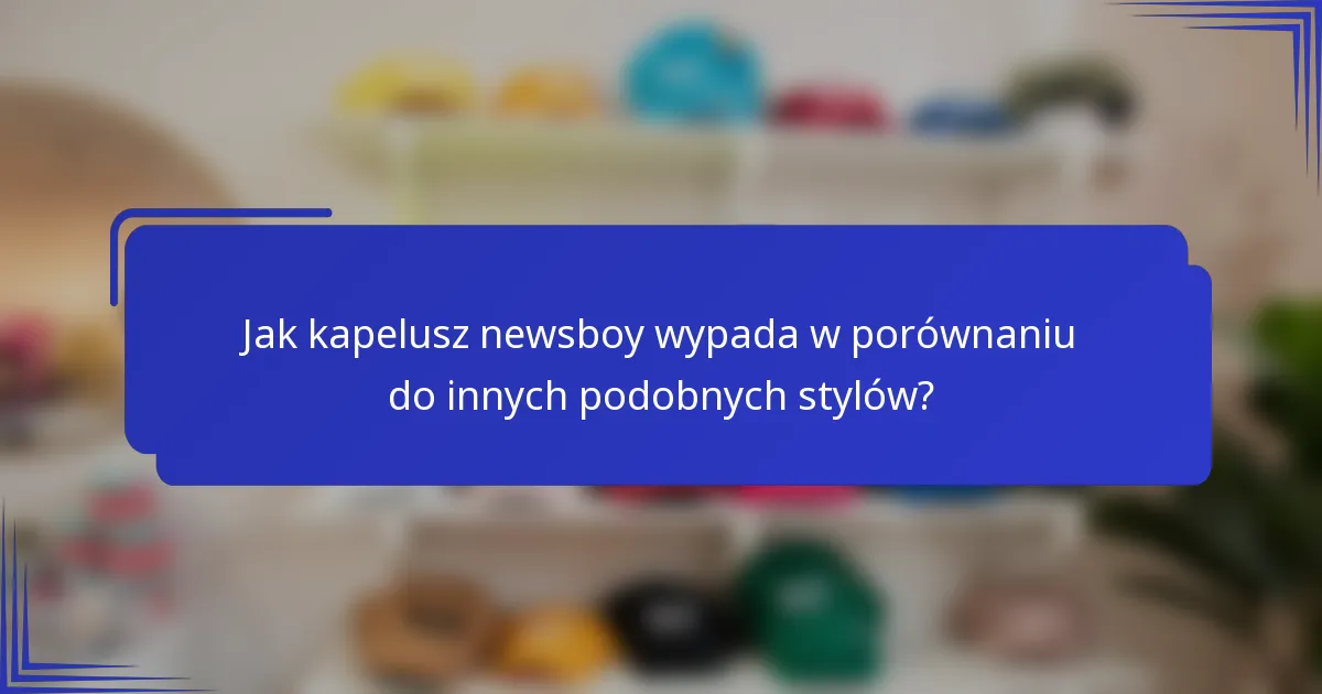 Jak kapelusz newsboy wypada w porównaniu do innych podobnych stylów?