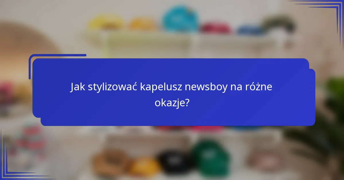 Jak stylizować kapelusz newsboy na różne okazje?
