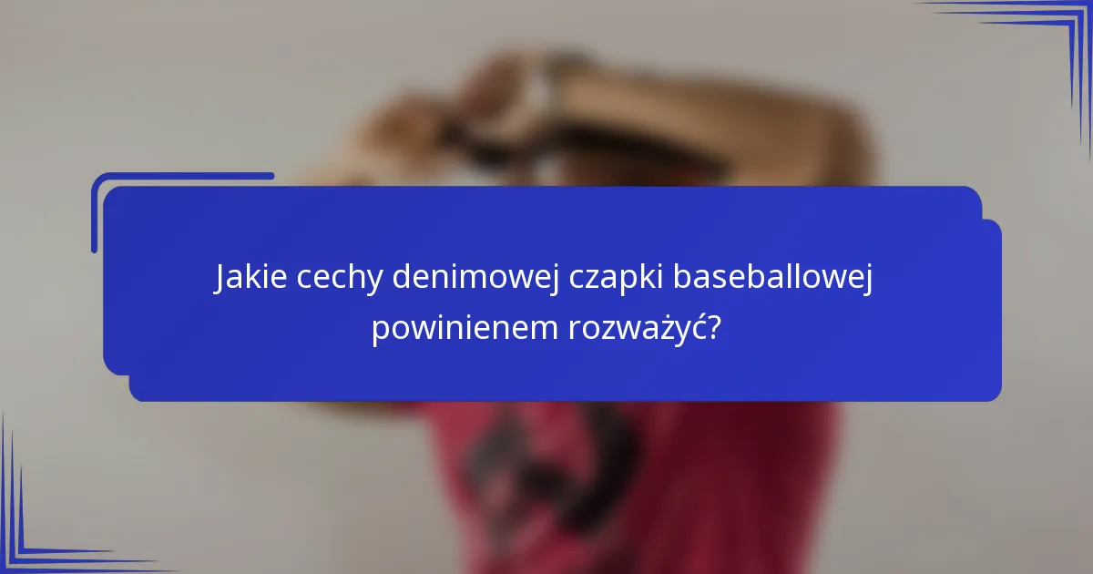 Jakie cechy denimowej czapki baseballowej powinienem rozważyć?